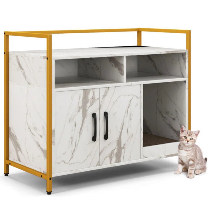 Edgware 35 Inch Litter Box Enclosure Cabinet With 2 Doors