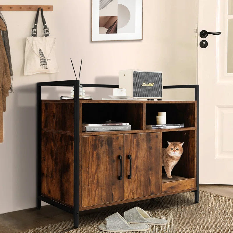 Edgware 35 Inch Litter Box Enclosure Cabinet With 2 Doors