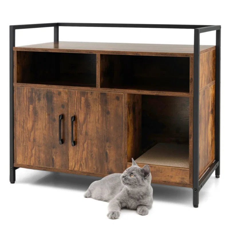Edgware 35 Inch Litter Box Enclosure Cabinet With 2 Doors