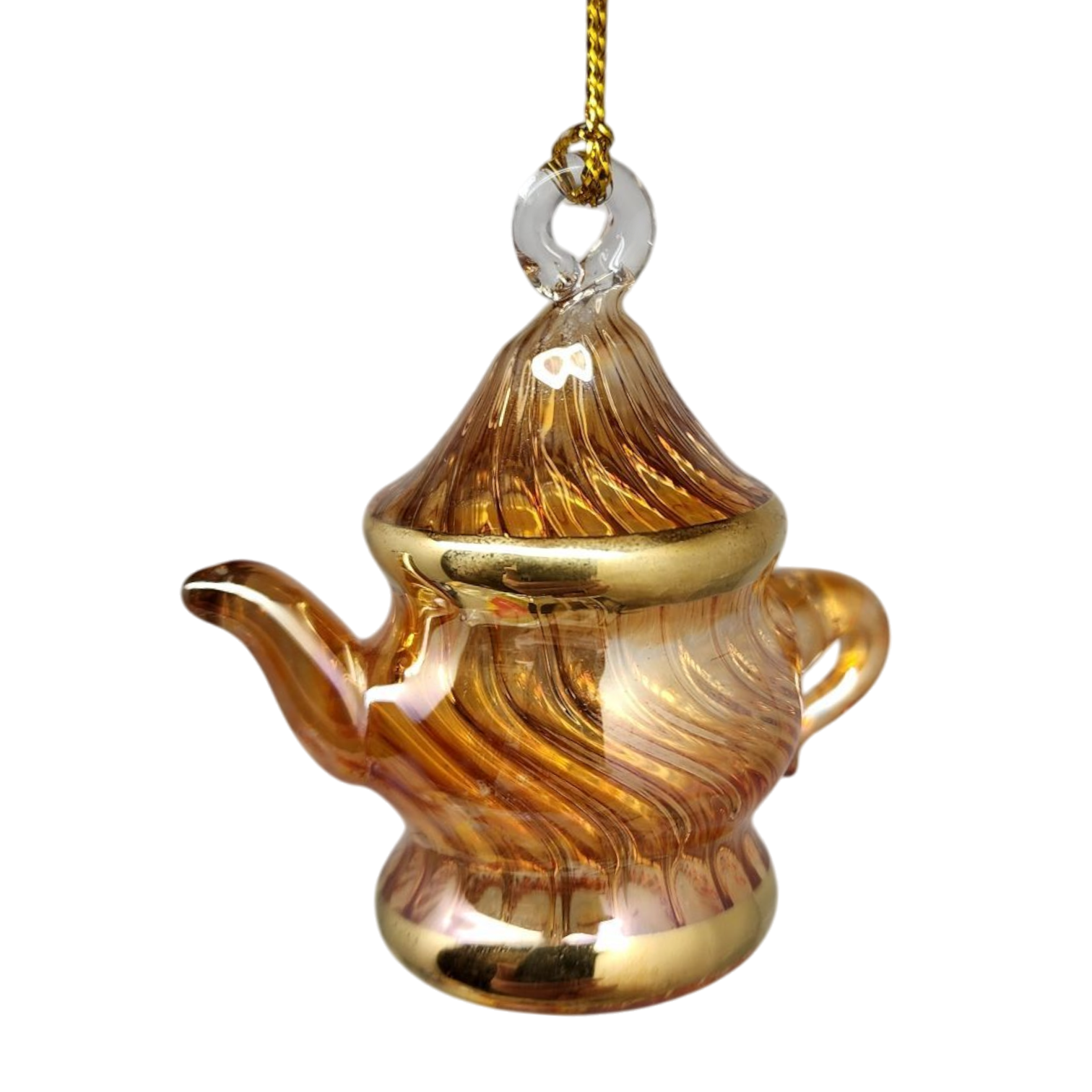 Egyptian Glass Teapot Ornaments - Spiral Gold