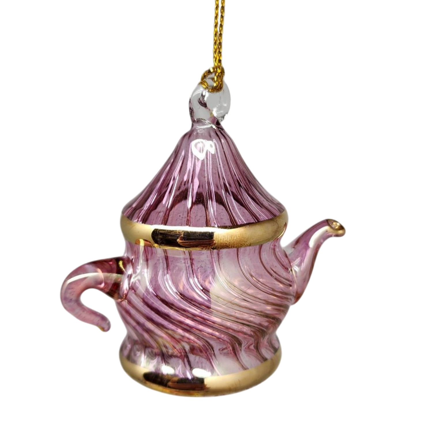 Egyptian Glass Teapot Ornaments - Spiral Pink