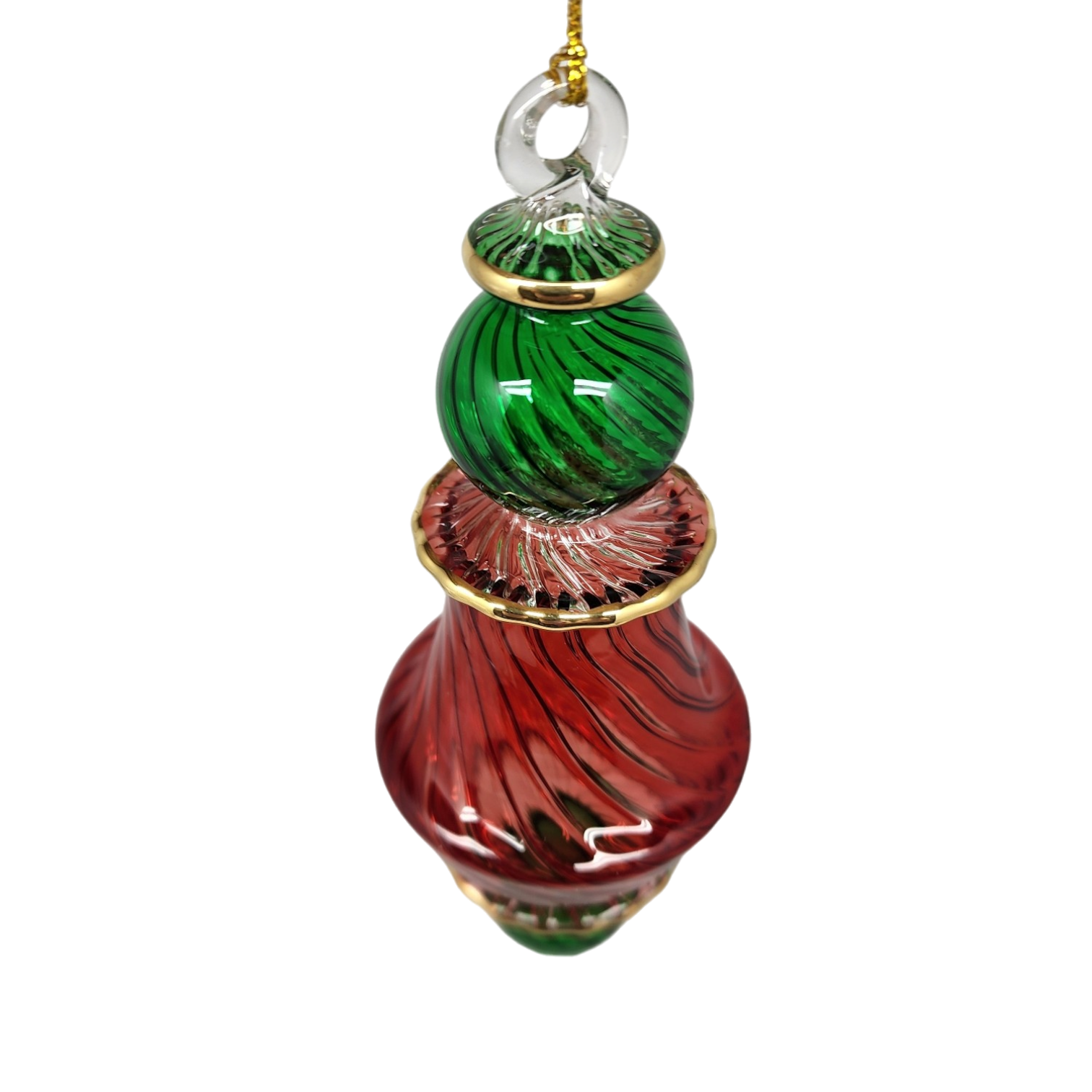 Egyptian Glass Two Tone Scalloped Vase Ornament