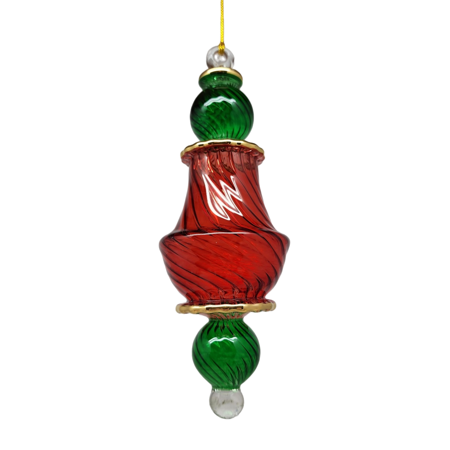 Egyptian Glass Two Tone Scalloped Vase Ornament