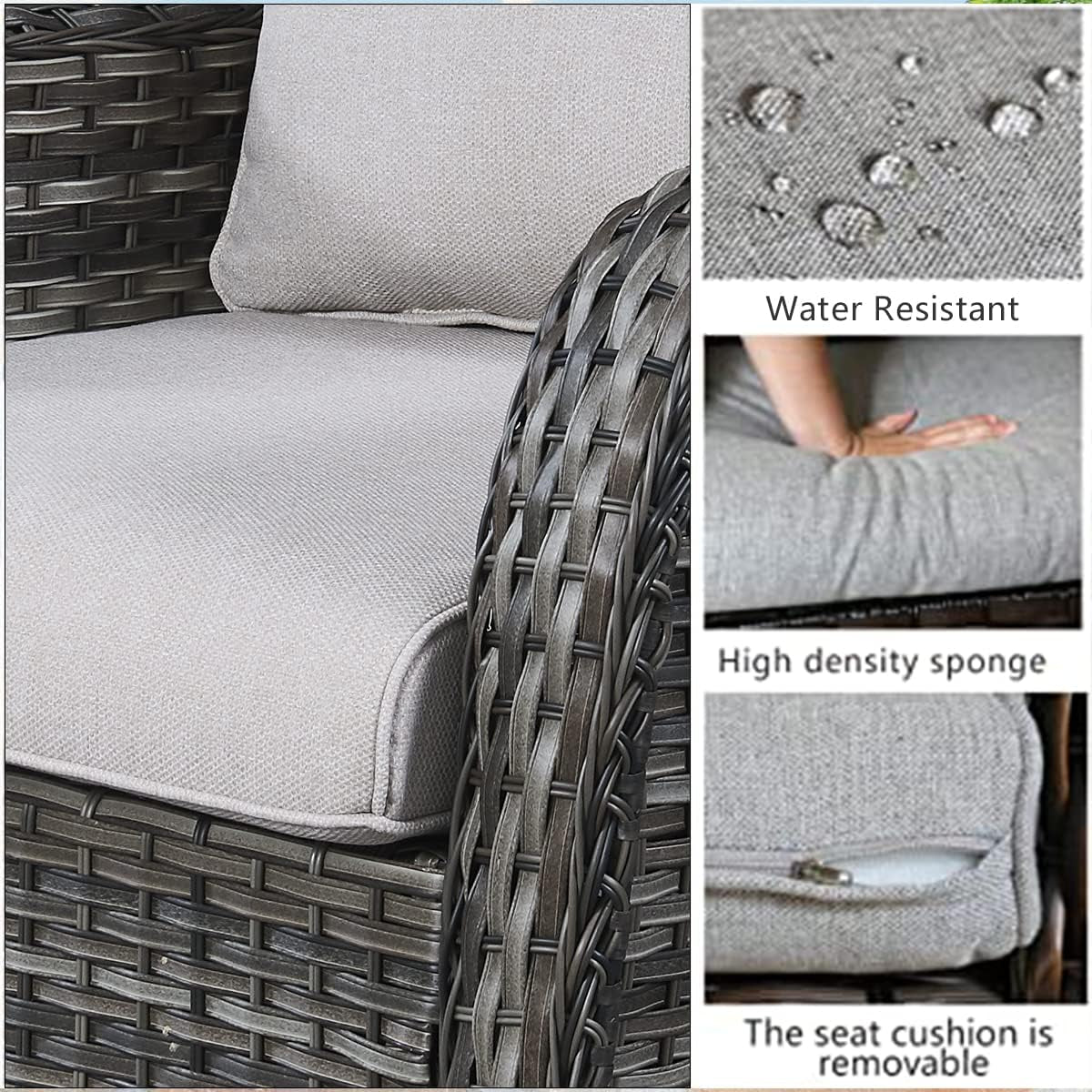 Eight Piece Outdoor Patio Furniture Set with Cushions