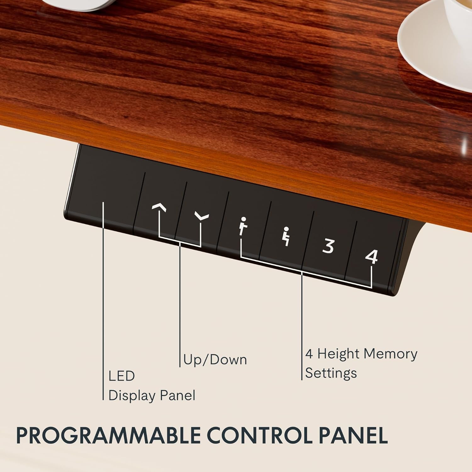 Electric Adjustable Height Desk 48 By 24 Inch Mahogany Top