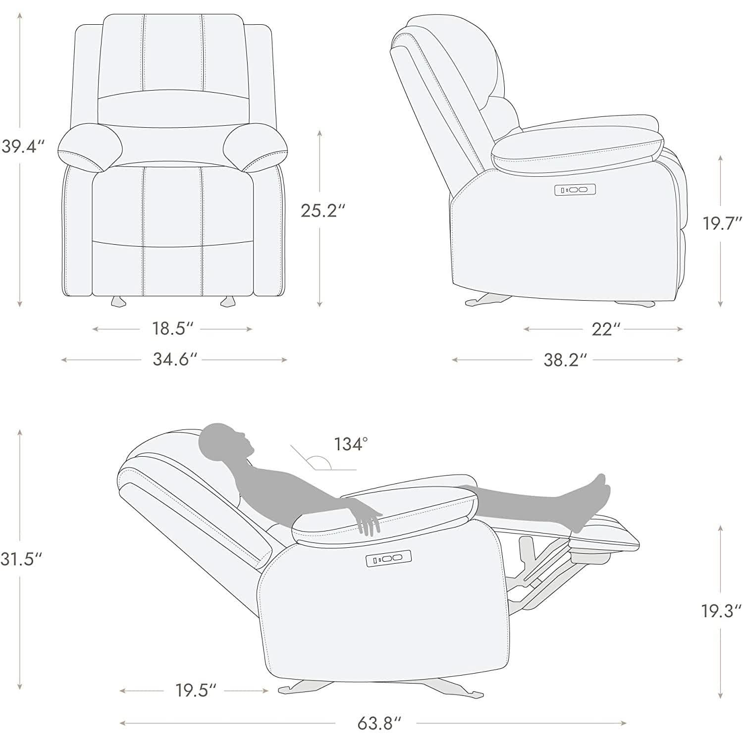 Electric Glider Recliner Chair With Power Recline Cream