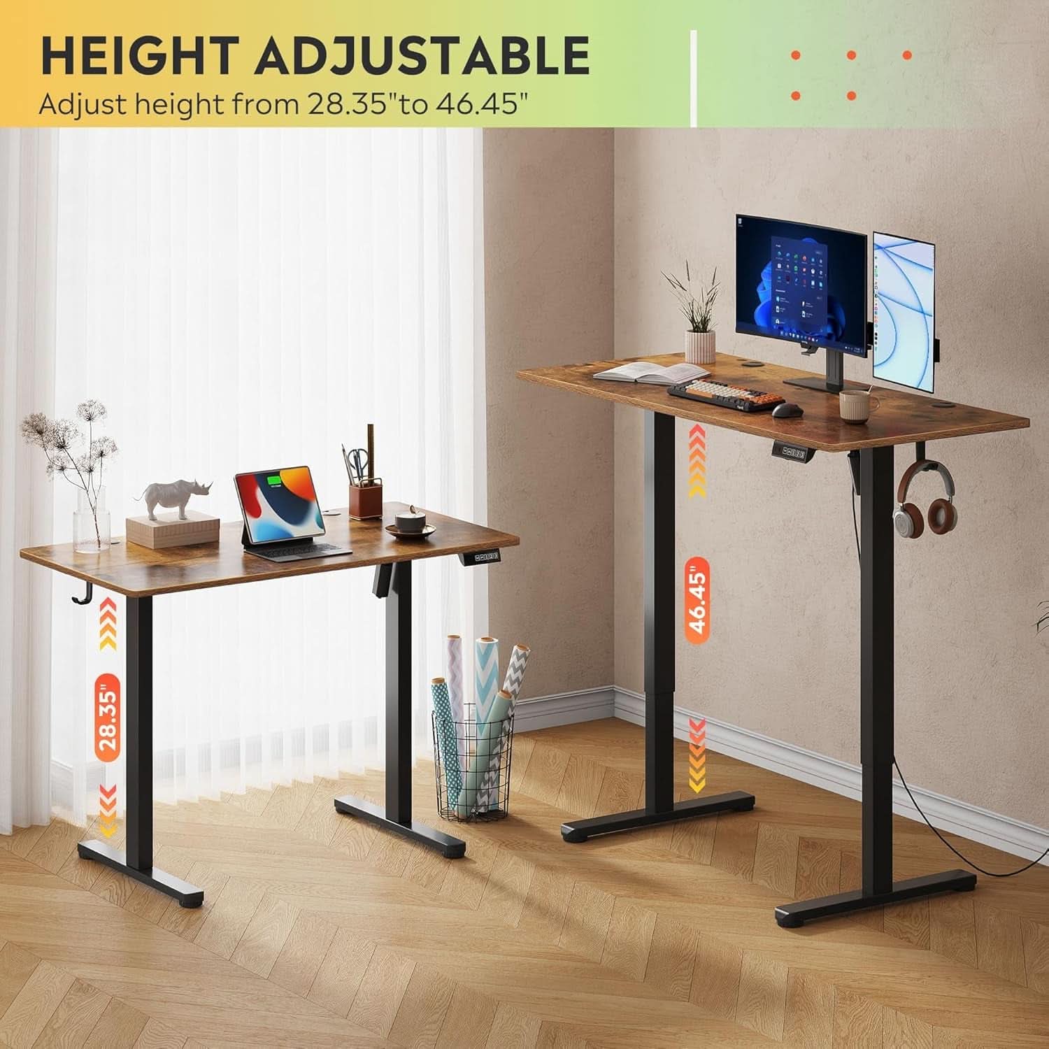Electric Height Adjustable Desk 48x24 With Phone Holder