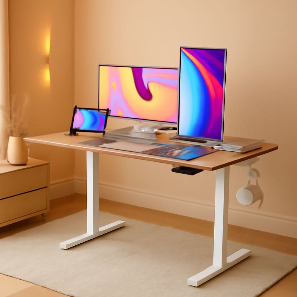Electric Height Adjustable Office Desk 48x24 Inches Anti Collision
