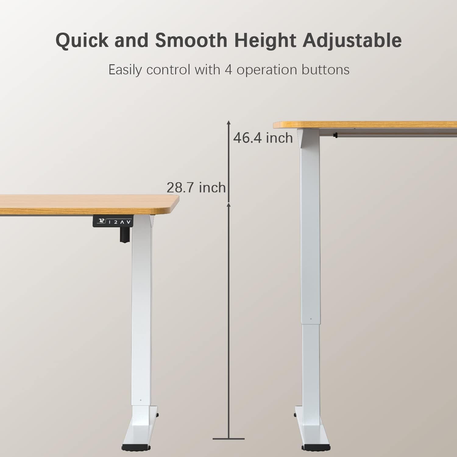 Electric Height Adjustable Standing Desk 55x24 Inch Wood Top With Memory Presets