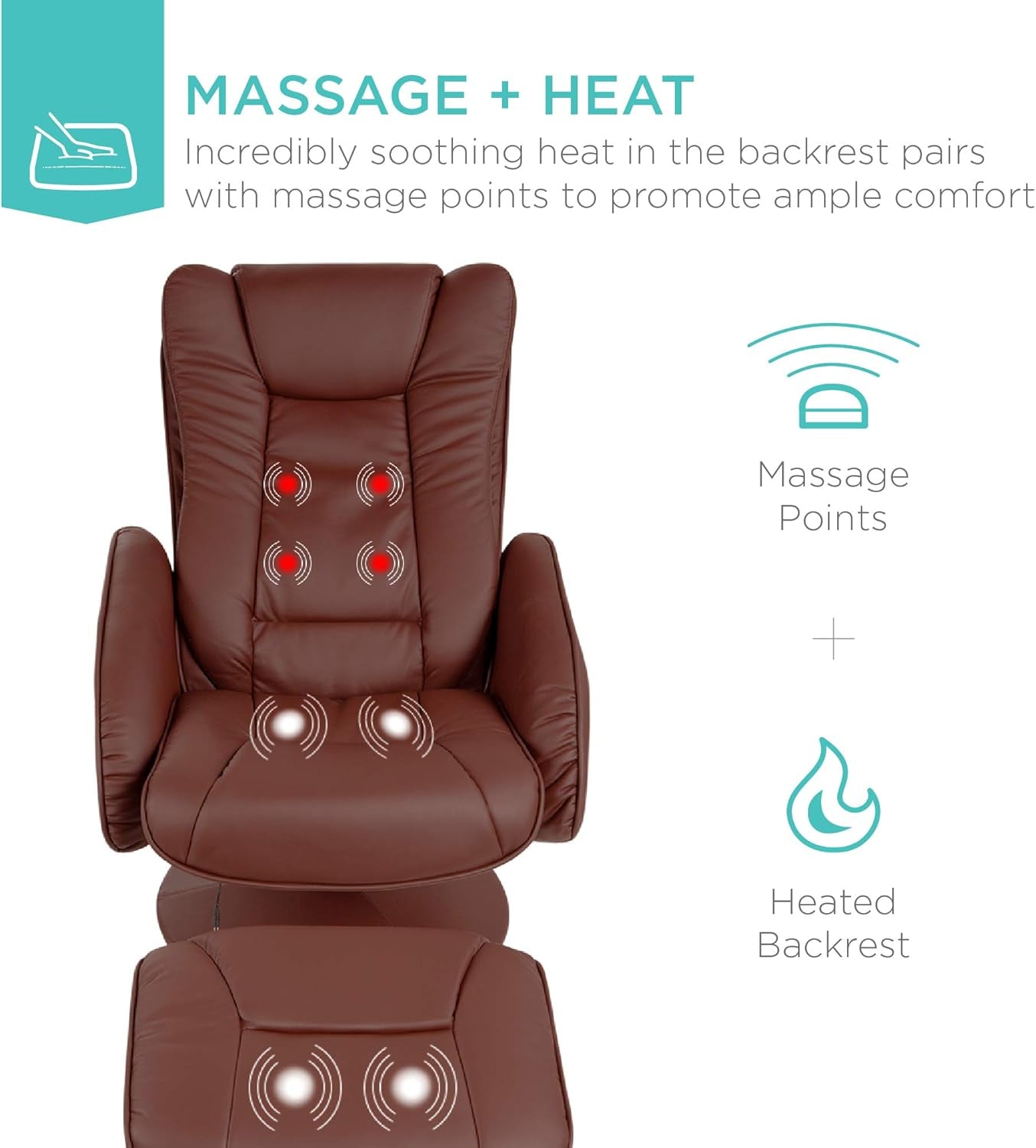 Electric Massage Recliner With Ottoman Footrest Brown