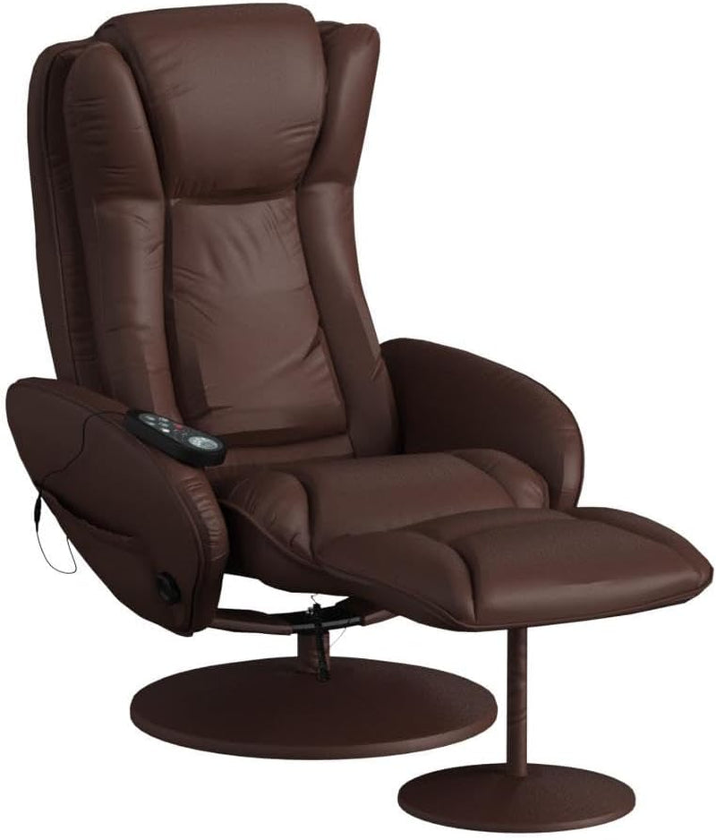 Electric Massage Recliner With Ottoman Footrest Brown