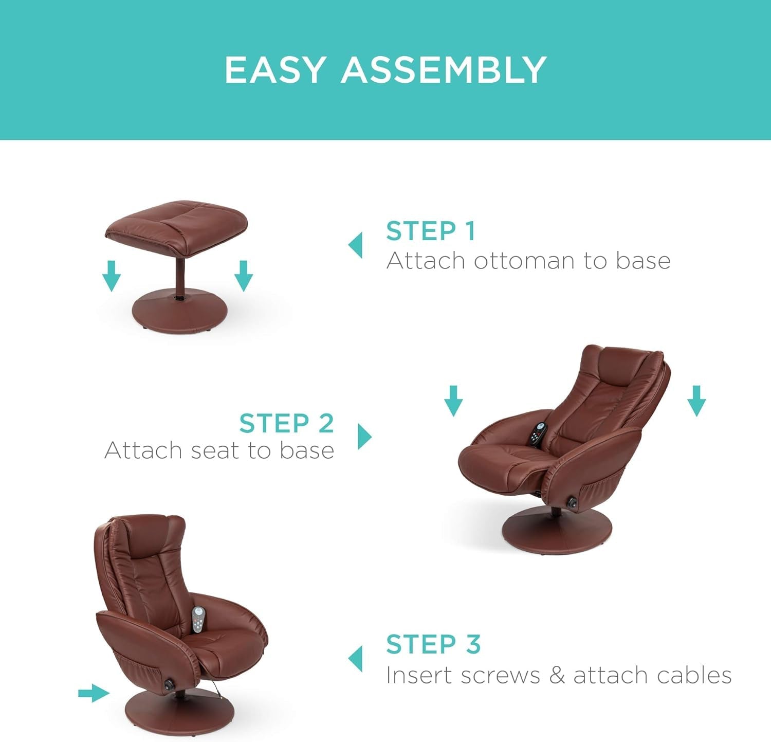 Electric Massage Recliner With Ottoman Footrest Brown