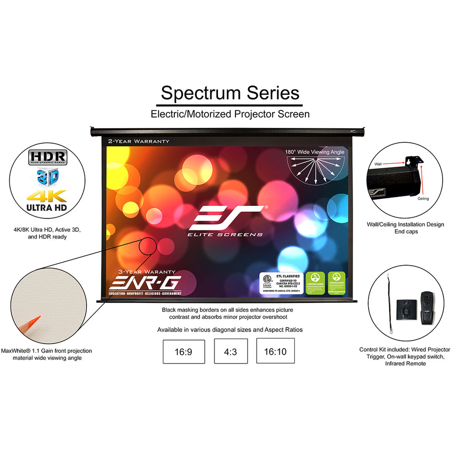 Electric Projection Screen AcousticPro UHD - Motorized Screen Acoustically Transparent | Tecisoft ELECTRIC100H-AUHD
