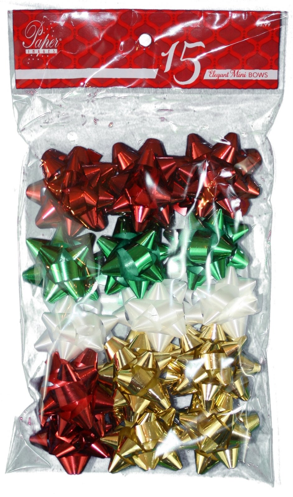 Elegant Bows 15 Pack - R/G/W/Gld