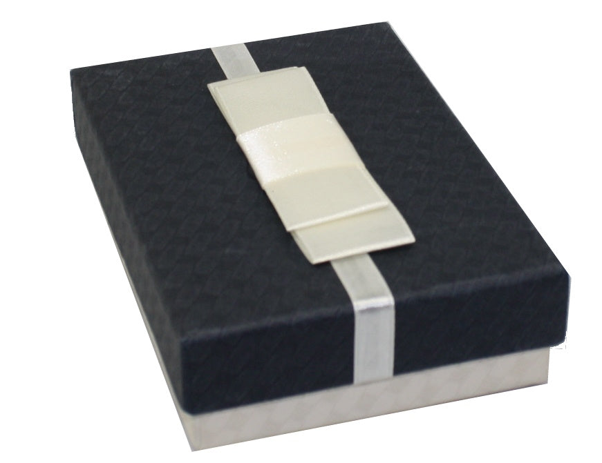 Elegant Gift Box With Ribbon & Bow - Blue And White Small