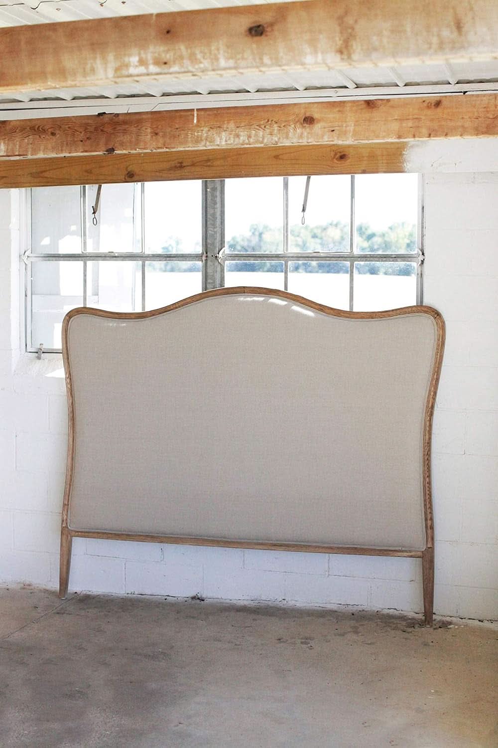Elegant Oak And Linen King Size Headboard For Bedrooms