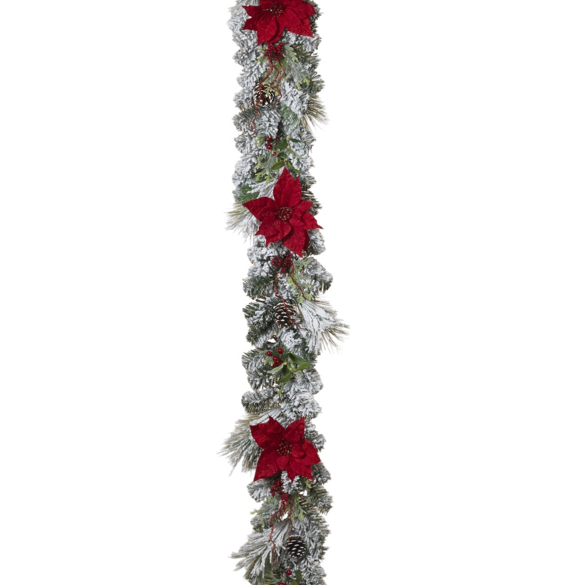 Elegant Poinsettia & Pine Holiday Garland - 72"