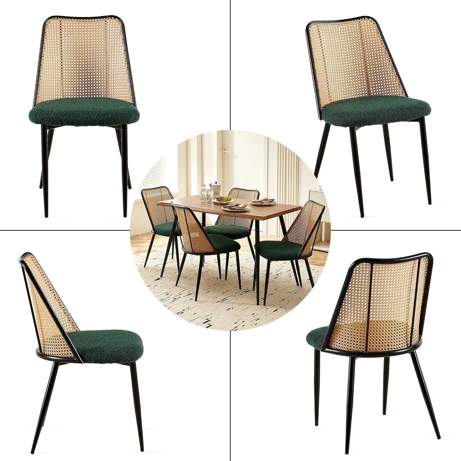 Elegant Walnut Finish 47 Inches Dining Table Set Four