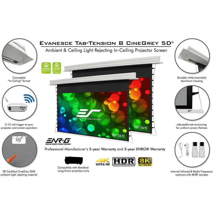 Elite Screens Evanesce Tab-Tension B ETB106HD5-E16 106 Electric Projection Screen"