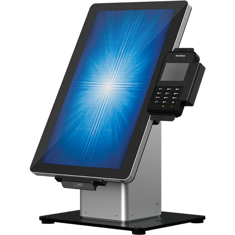 Elo Slim Desk Mount for Touchscreen Monitor, Cradle, Bar Code Reader, Fingerprint Reader, Webcam - Black, Silver E514693
