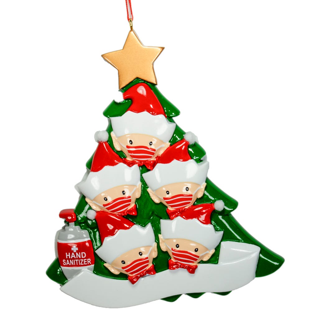 Elves with Masks Family Ornament -