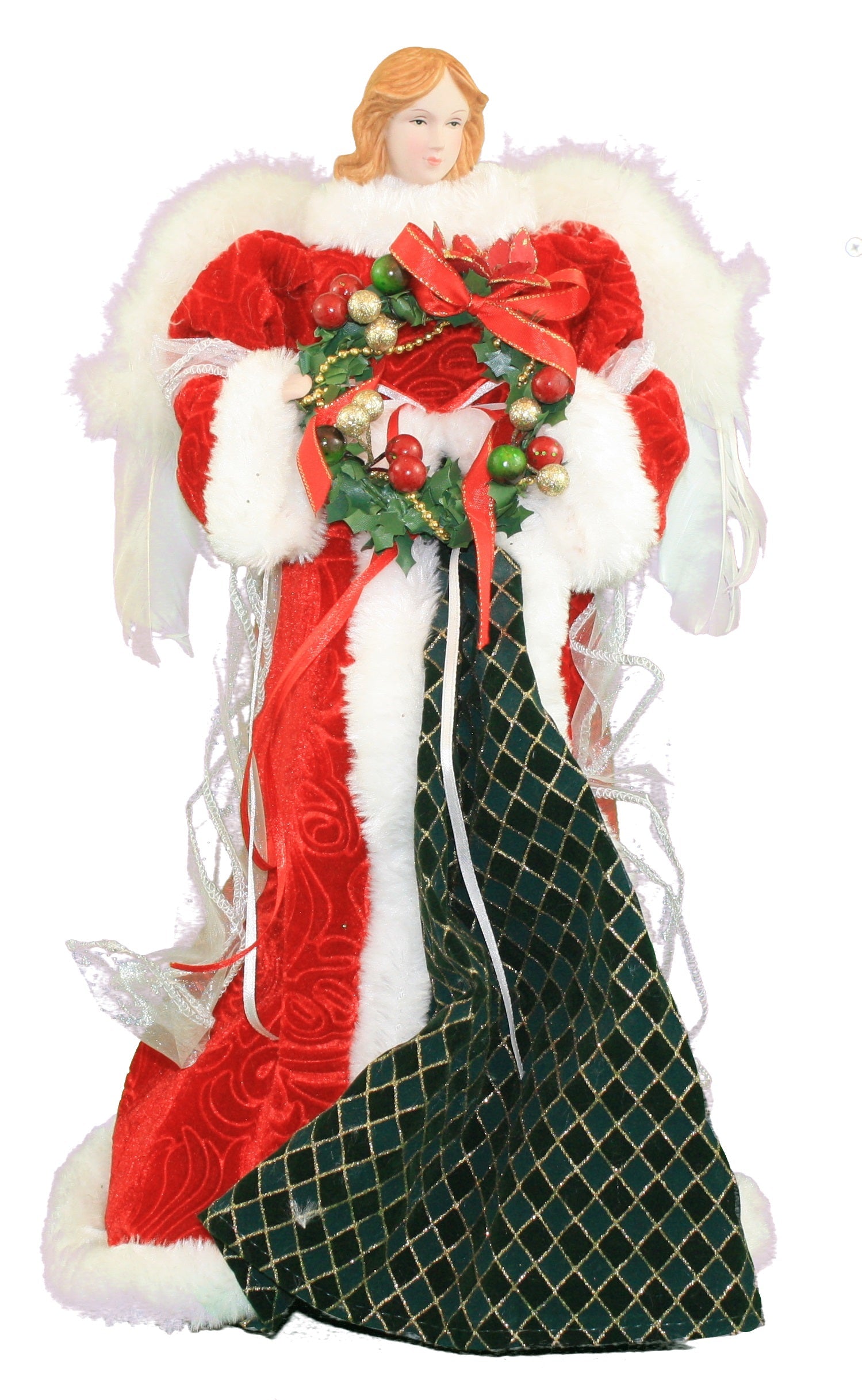 Embossed Red Velvet Christmas Angel - 16"