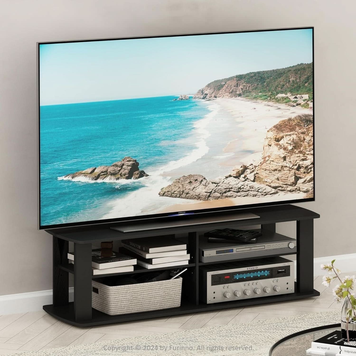 Entertainment Center TV Stand Black For 40 Inch TVs 43 Inch Wide 13 Inch Deep 13 Inch High