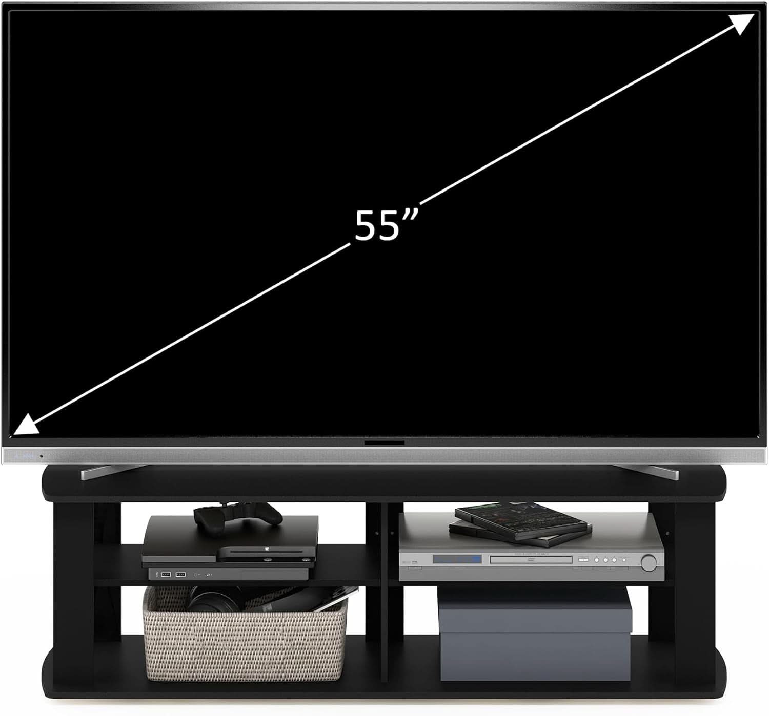 Entertainment Center TV Stand Black For 40 Inch TVs 43 Inch Wide 13 Inch Deep 13 Inch High