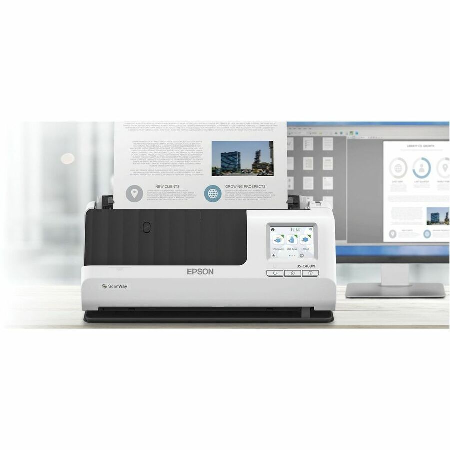 Epson DS-C480W Sheetfed Scanner - 600 dpi Optical - 10-bit Color - 30 ppm (Mono) - 30 ppm