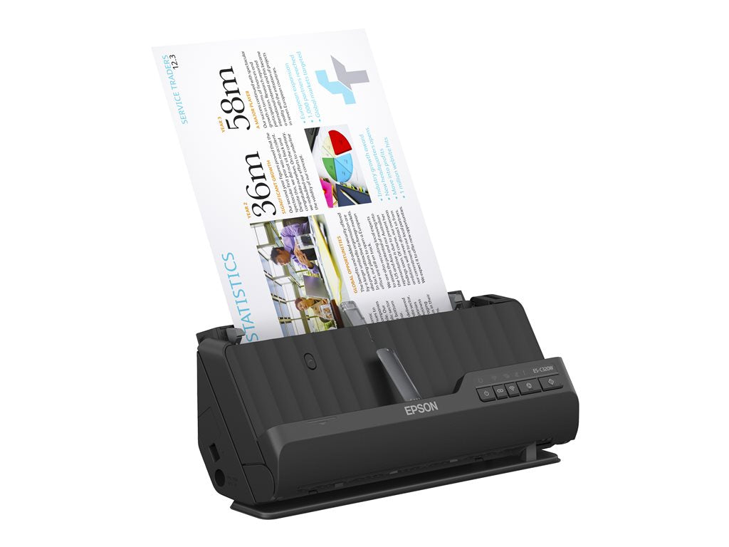 Epson WorkForce ES-C320W - Sheetfed scanner - Contact Image Sensor (CIS) - A4 - 600 dpi x 600 dpi - ADF (20 sheets) - up