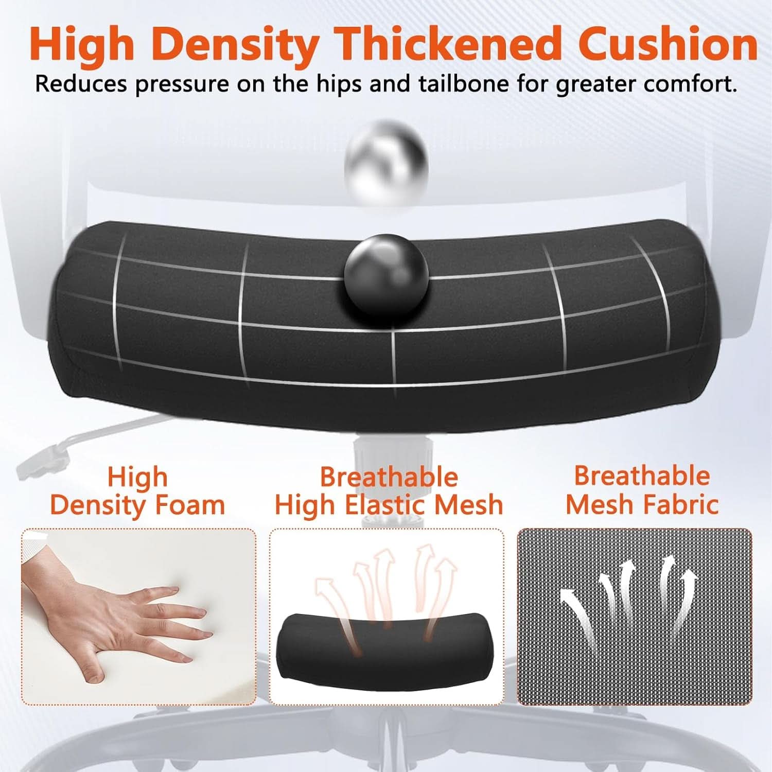 Ergonomic Black Mesh Office Chairs 4 Pack Lumbar Support