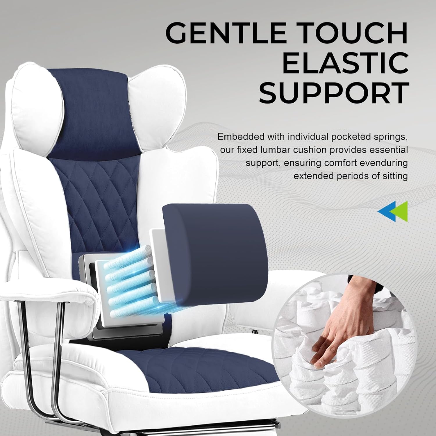 Ergonomic Gaming Chair With Lumbar Support In Light Blue