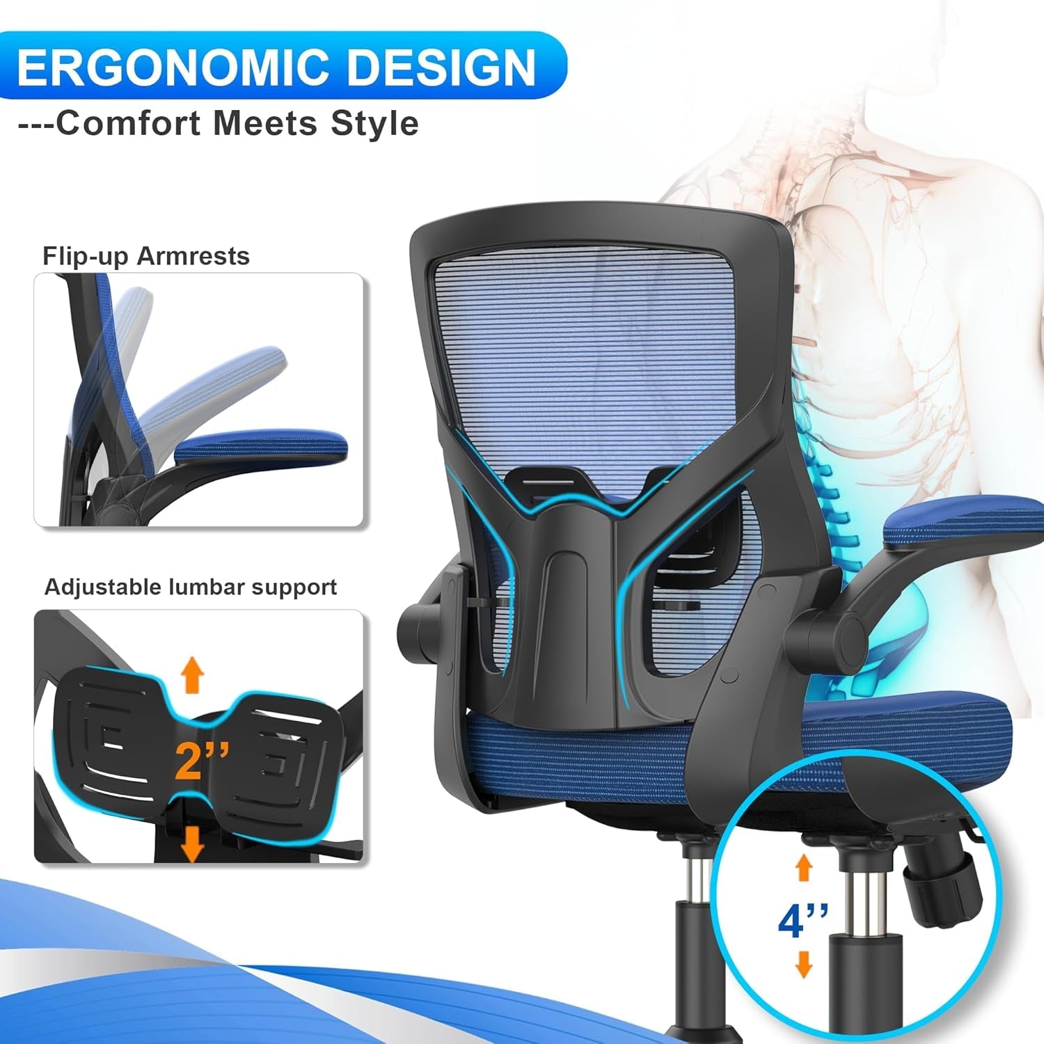 Ergonomic High Back Office Chair With Adjustable Height