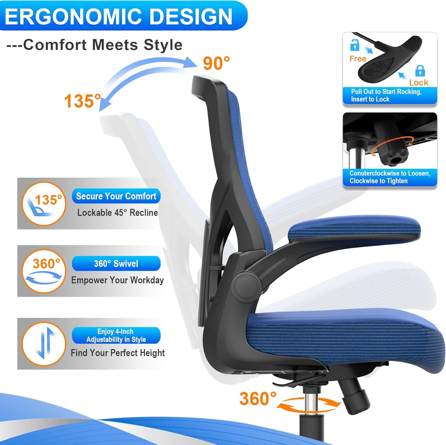 Ergonomic High Back Office Chair With Adjustable Height