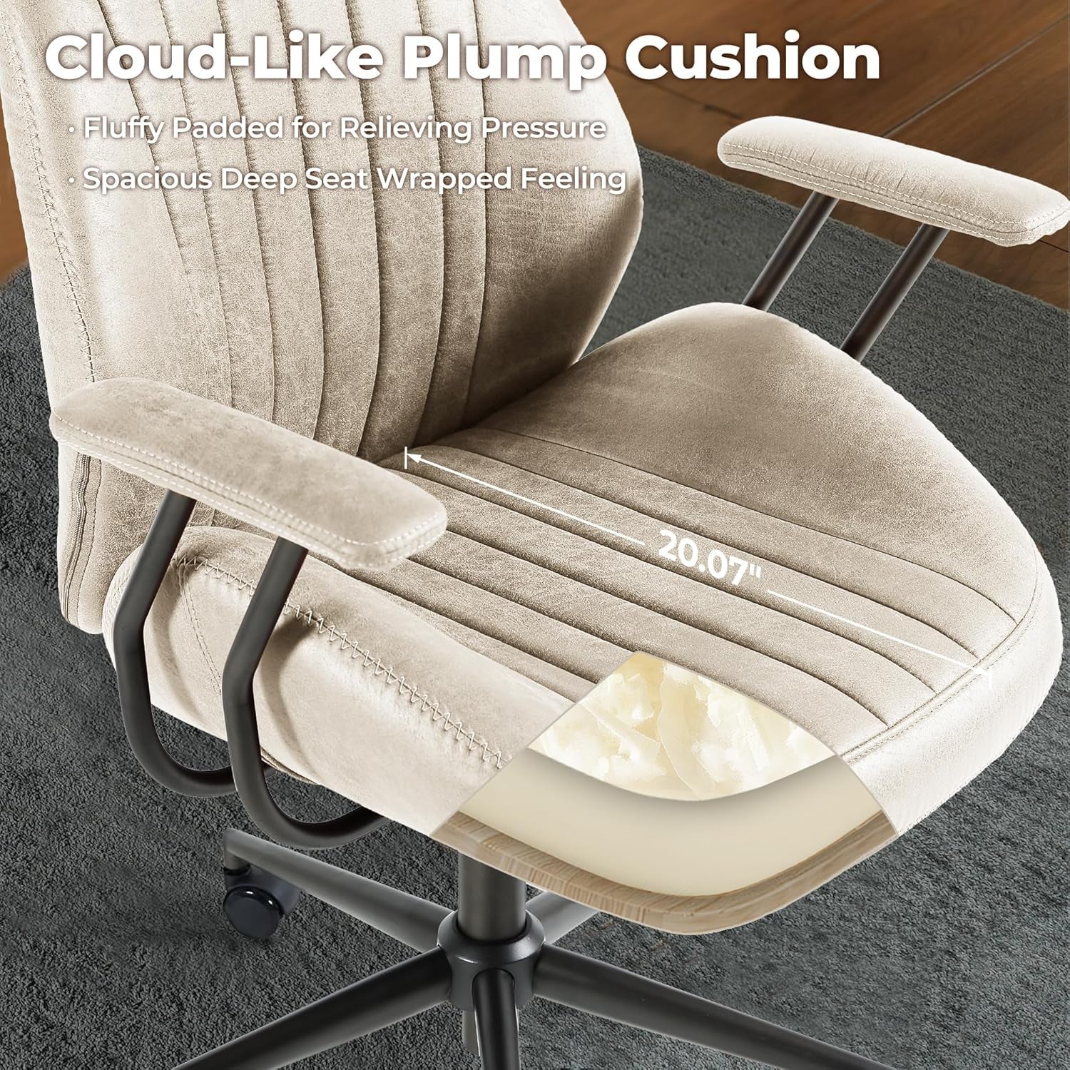 Ergonomic Home Office Chair With Lumbar Support Beige
