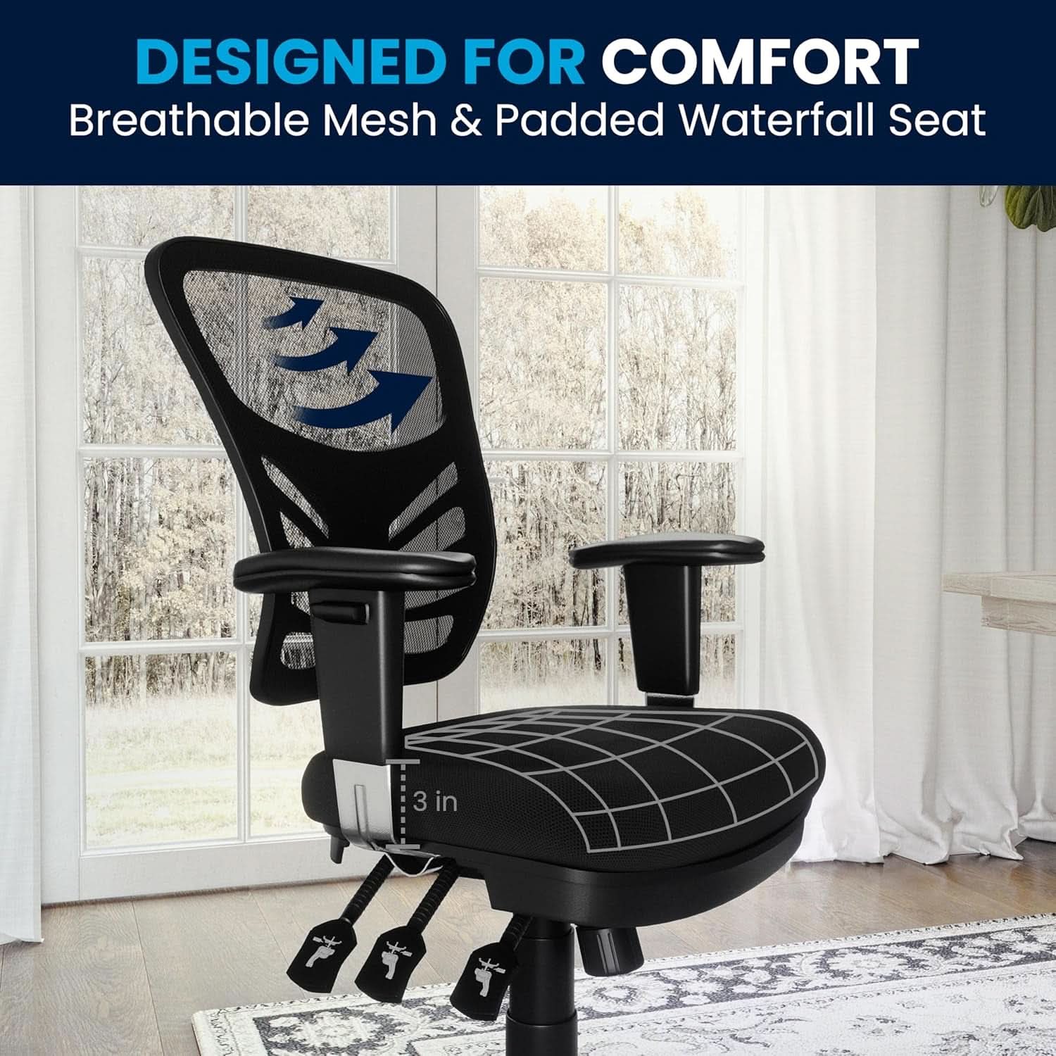 Ergonomic Mesh Office Chair With Adjustable Lumbar Black