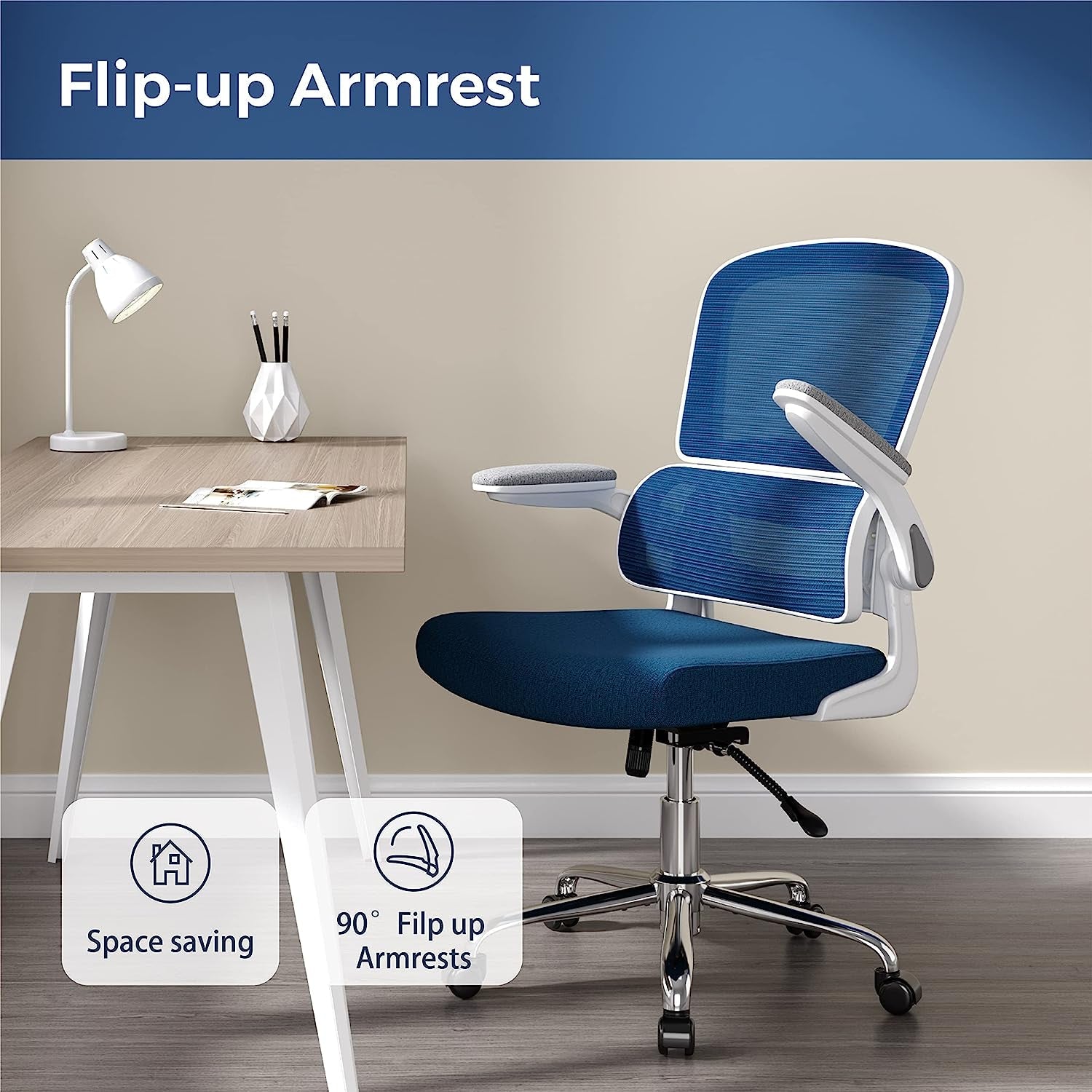 Ergonomic Mesh Office Chair With Flip Up Armrests And Lumbar Support