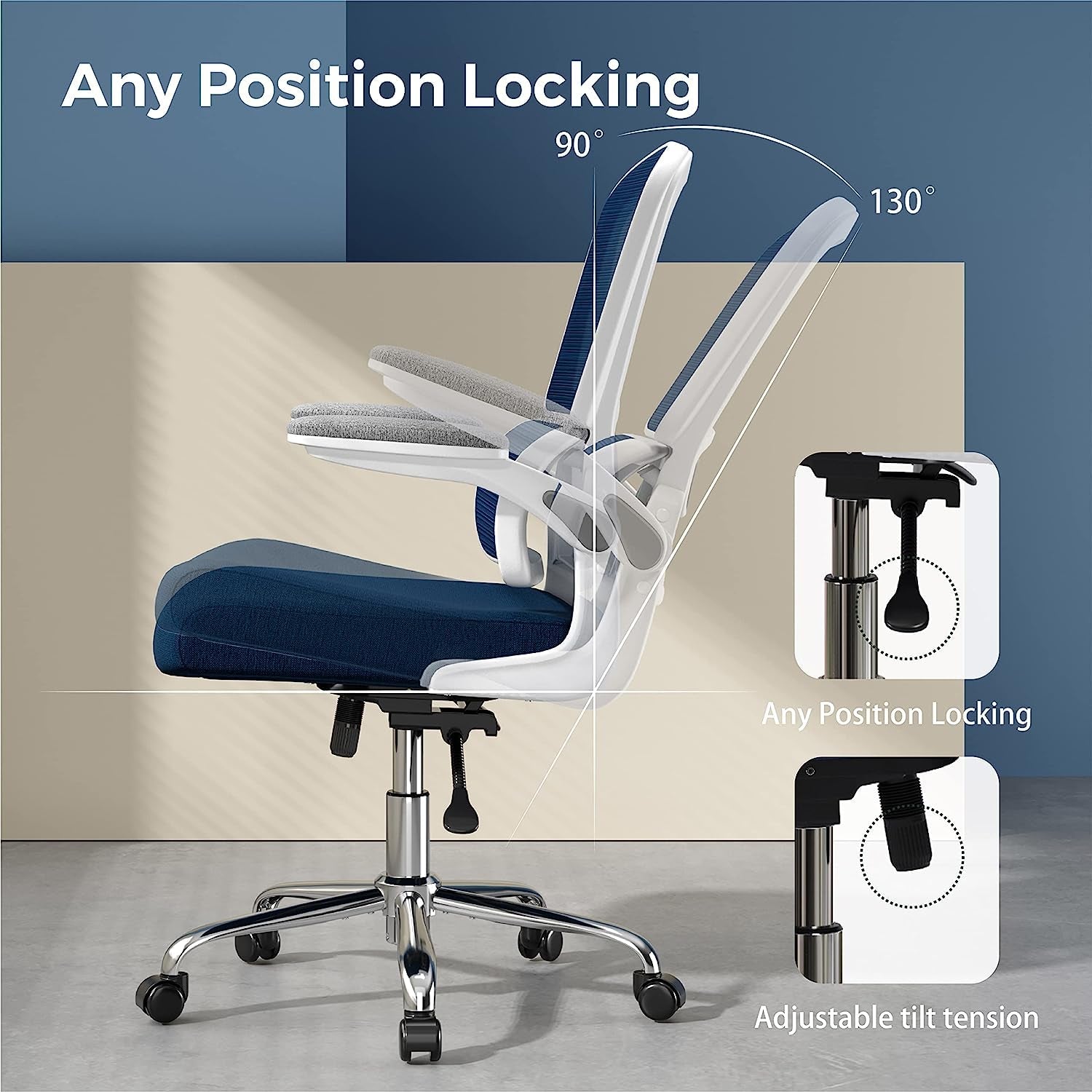 Ergonomic Mesh Office Chair With Flip Up Armrests And Lumbar Support