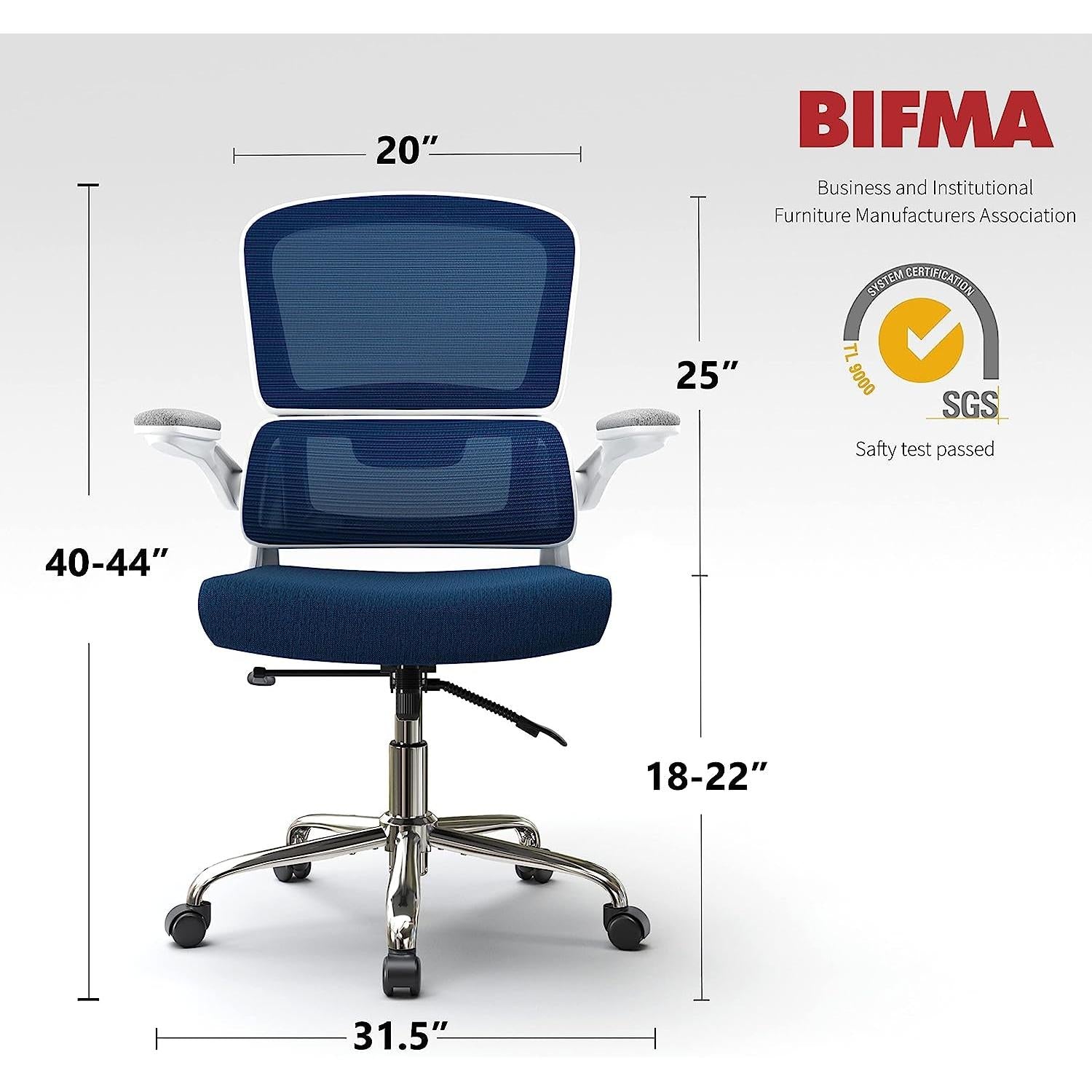 Ergonomic Mesh Office Chair With Flip Up Armrests And Lumbar Support