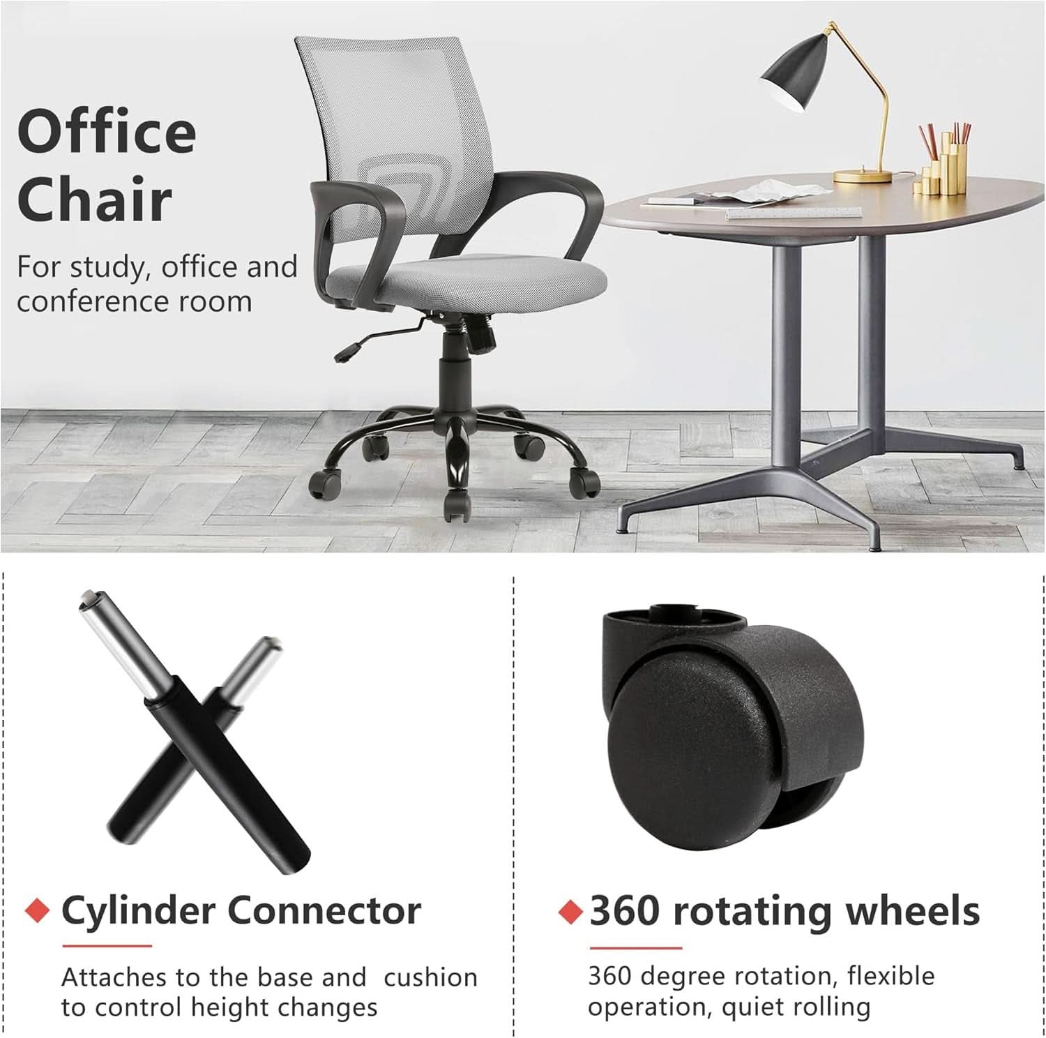 Ergonomic Mesh Office Chair With Lumbar Support Grey