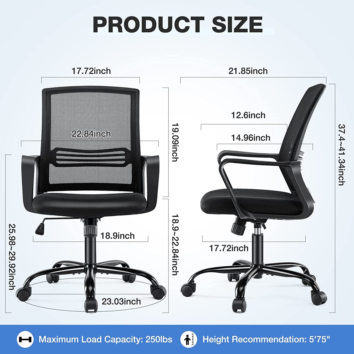 Ergonomic Mid Back Office Chair With Lumbar Support