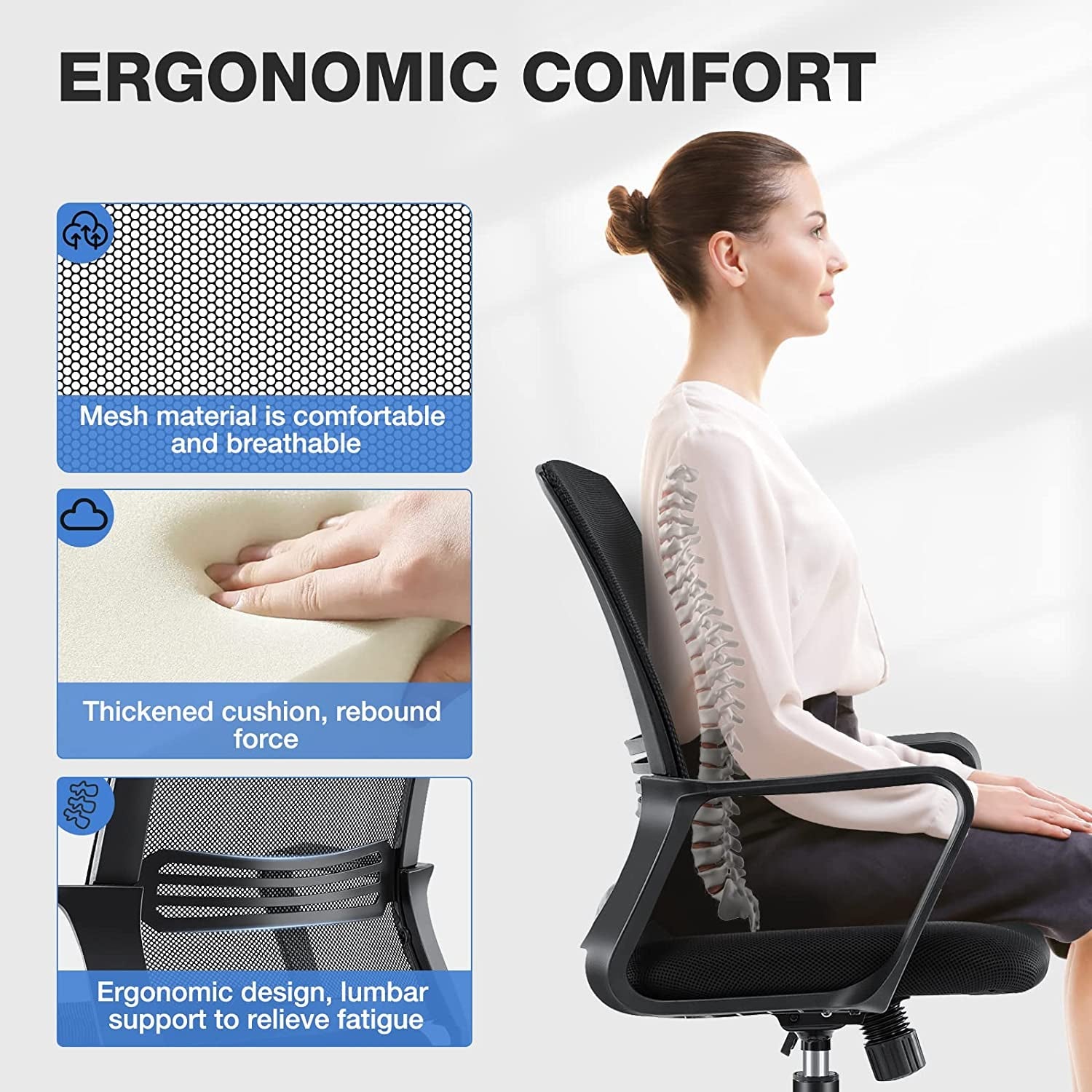 Ergonomic Mid Back Office Chair With Lumbar Support