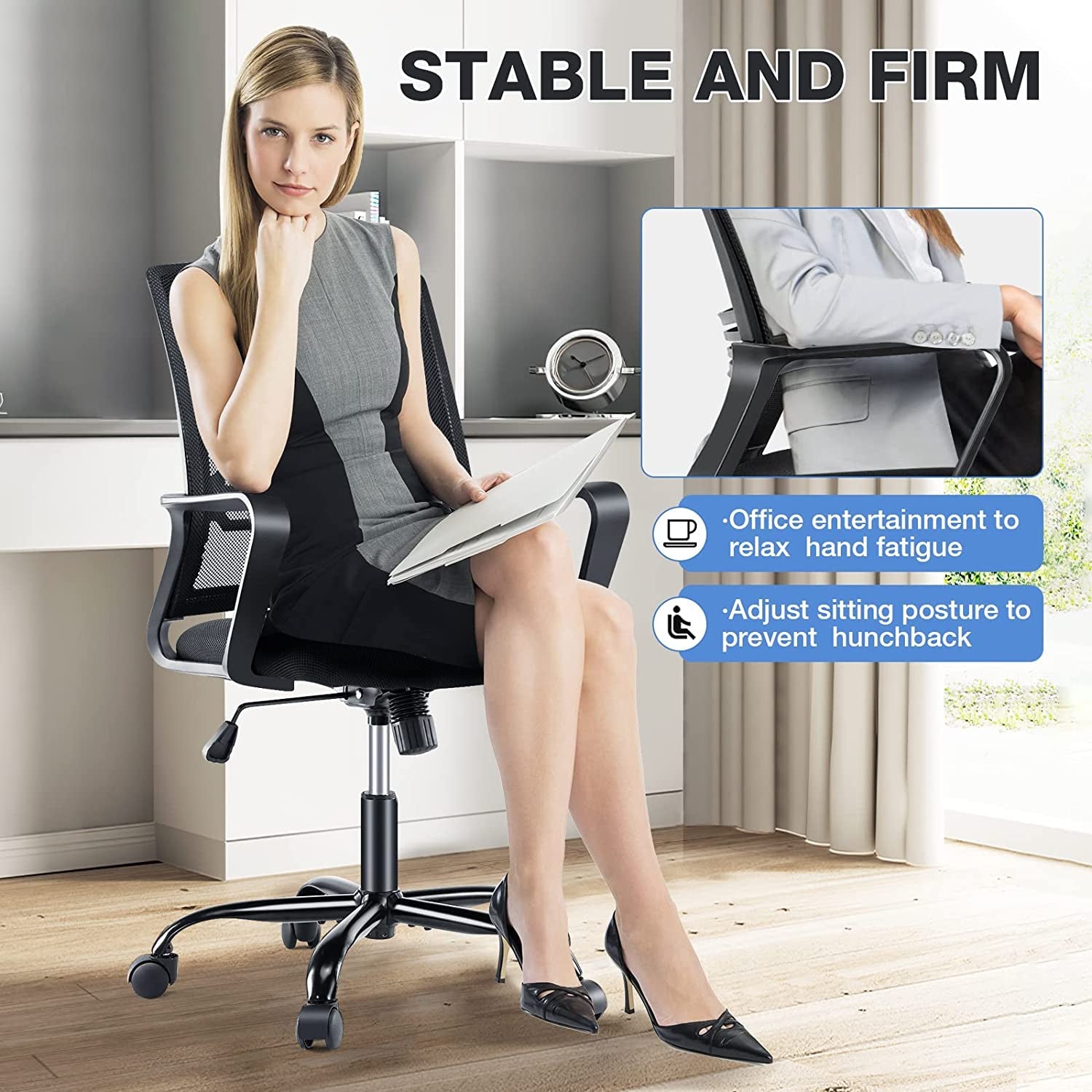 Ergonomic Mid Back Office Chair With Lumbar Support