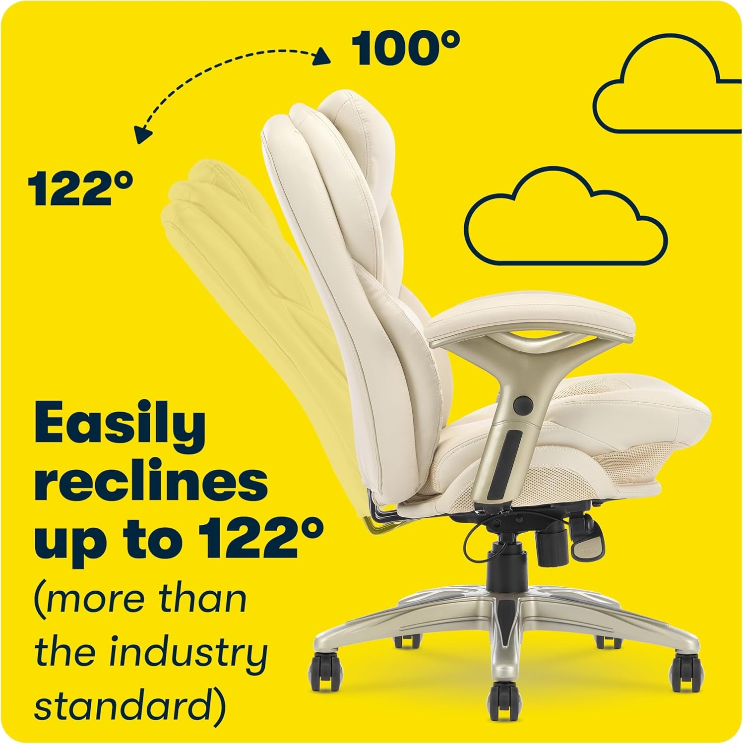 Ergonomic Office Chair With Lumbar Support And Motion Technology Ivory Leather