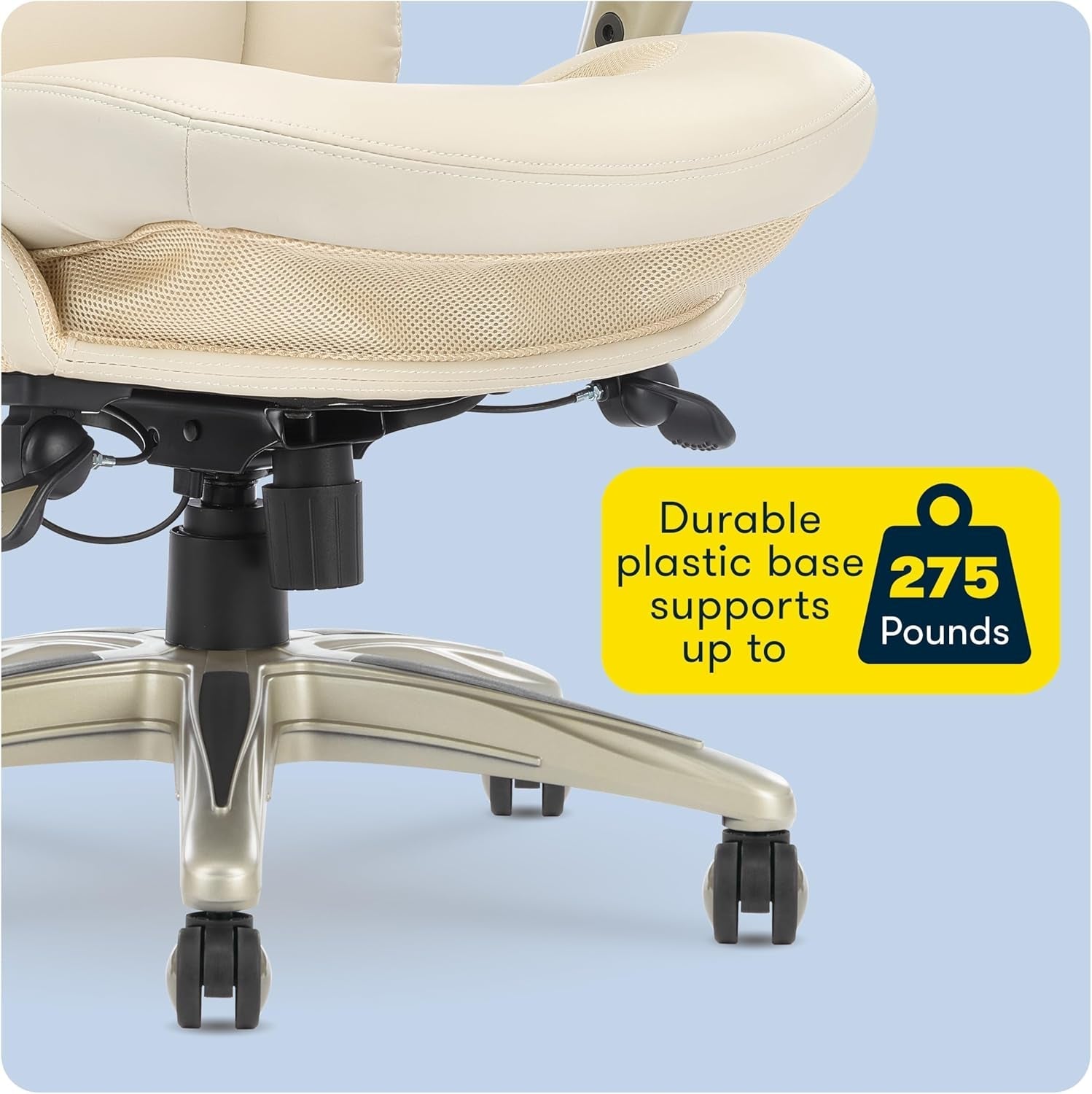 Ergonomic Office Chair With Lumbar Support And Motion Technology Ivory Leather