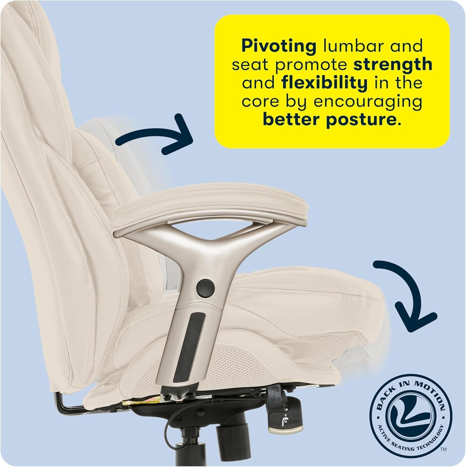 Ergonomic Office Chair With Lumbar Support And Motion Technology Ivory Leather