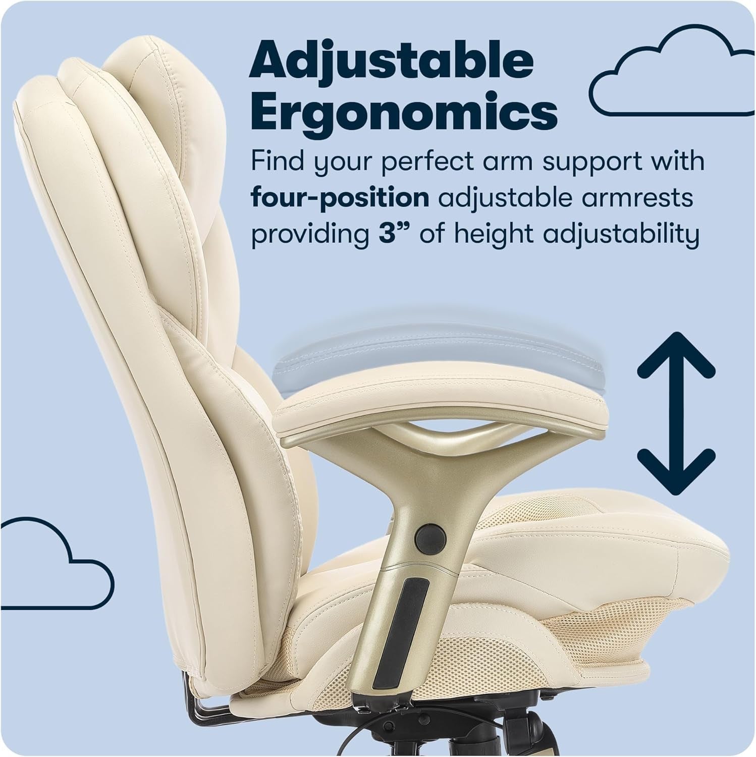 Ergonomic Office Chair With Lumbar Support And Motion Technology Ivory Leather