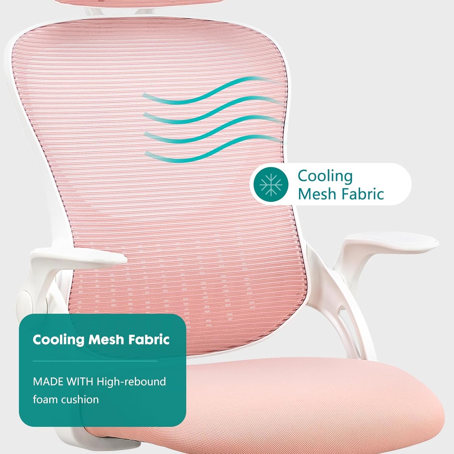 Ergonomic Pink Home Office Chair With Lumbar Support