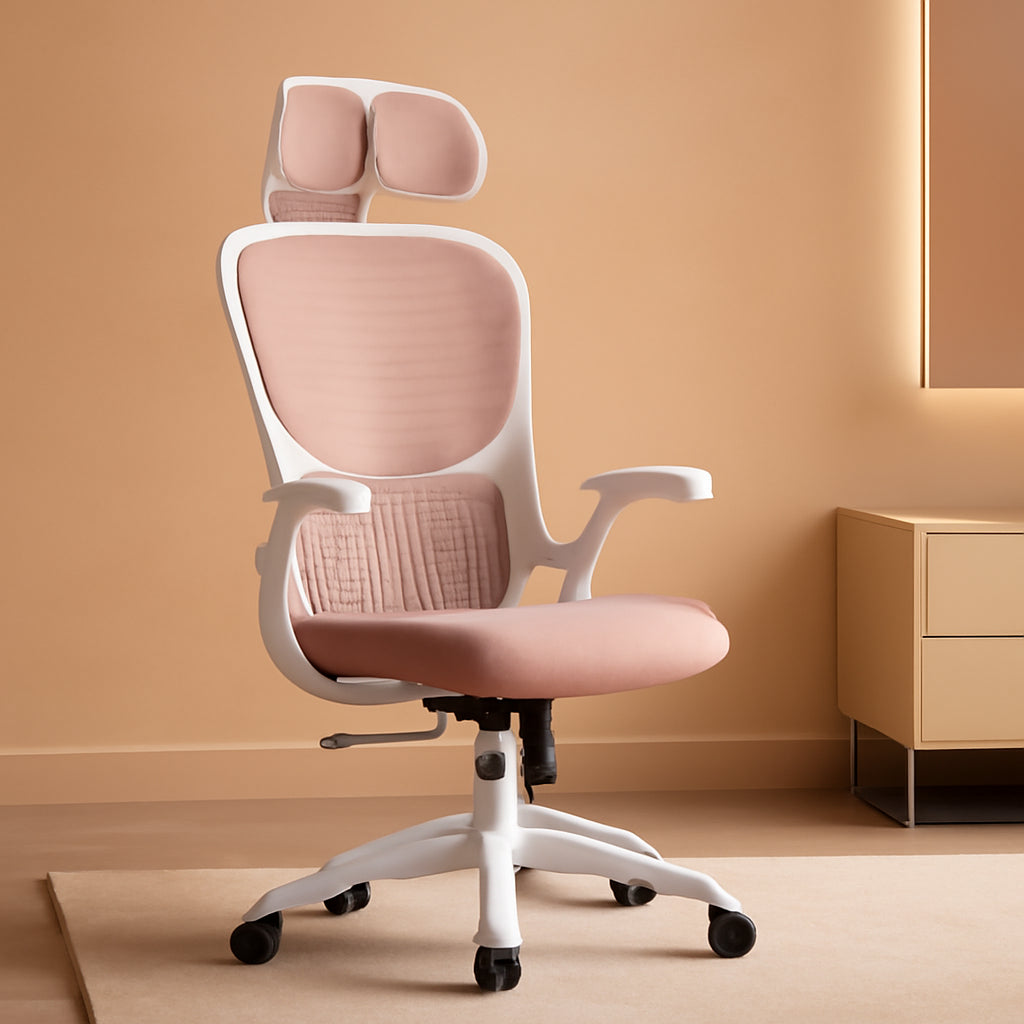 Ergonomic Pink Home Office Chair With Lumbar Support