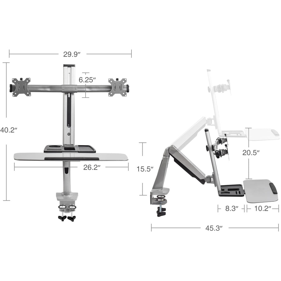 Ergonomic Standing Desk Converter With Height Adjustable Keyboard & Counterbalance Monitor Mount CE-MT2G12-S1